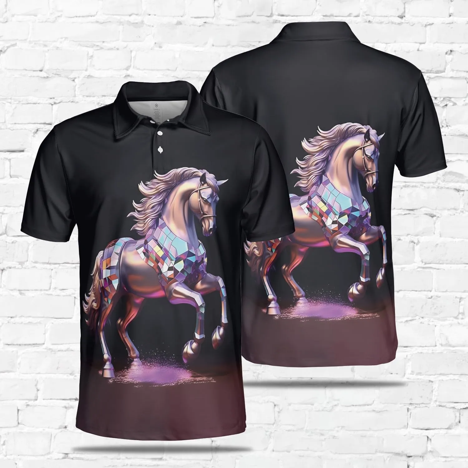Horse Lovers Polo Shirts for Men - Love Horse Mens Quick Dry Short Sleeve Polo Shirts Series 23
