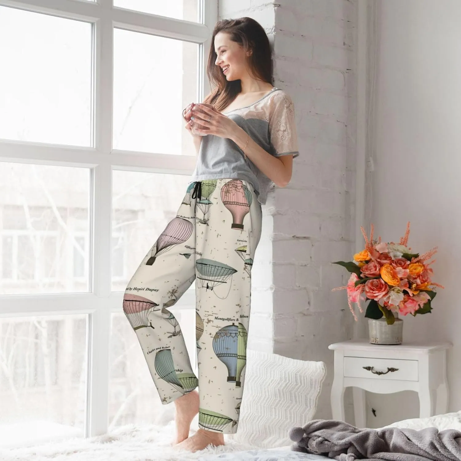 Hot Air Balloon Women'S Pajama Pants Lounge Pj Bottoms Sleep Pants With Pockets