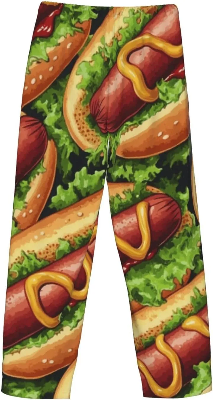 Hot Dog Food Print Pajama Pants For Men, Men'S Separate Bottoms, Lounge Pants