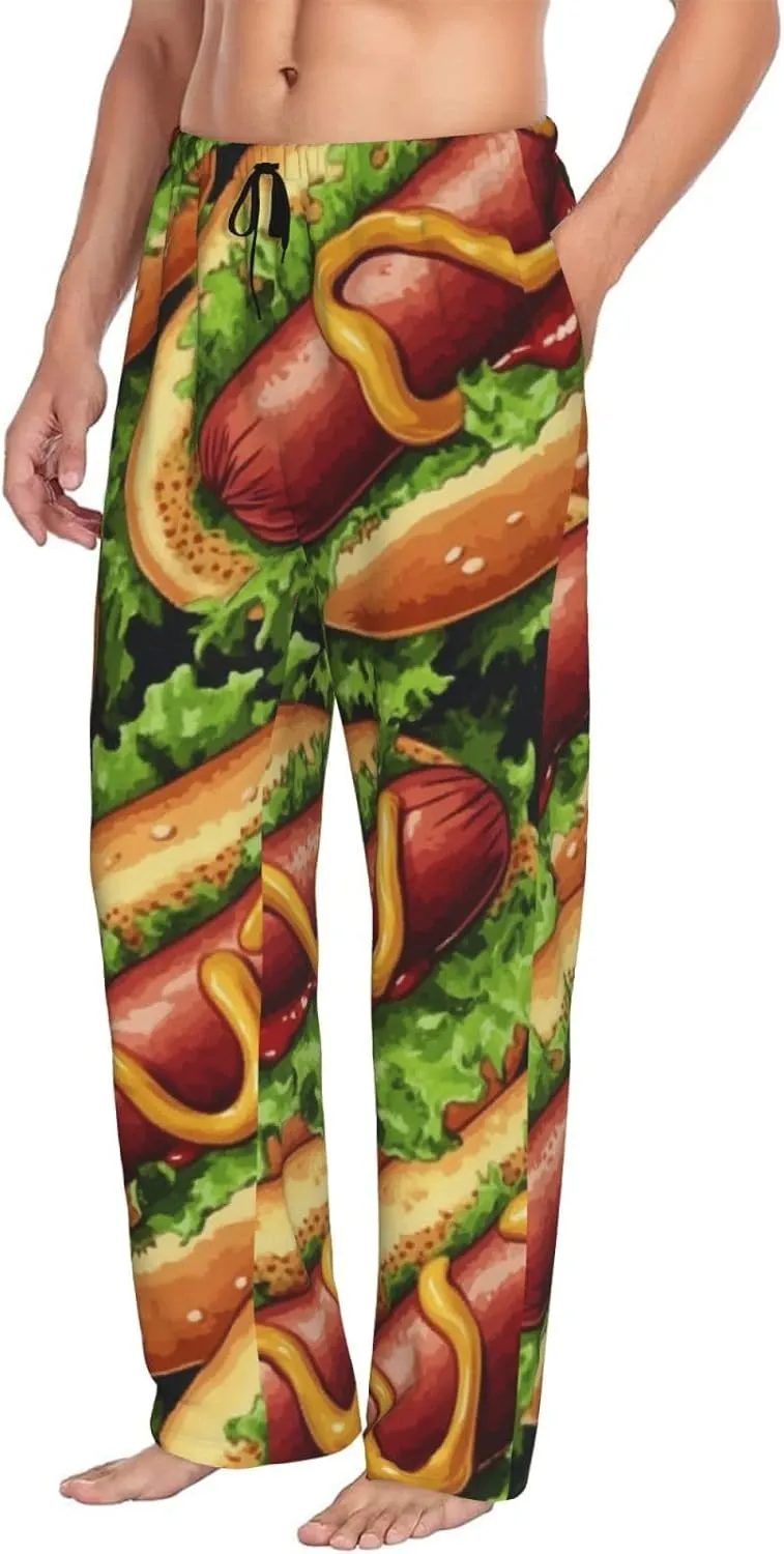 Hot Dog Food Print Pajama Pants For Men, Men'S Separate Bottoms, Lounge Pants