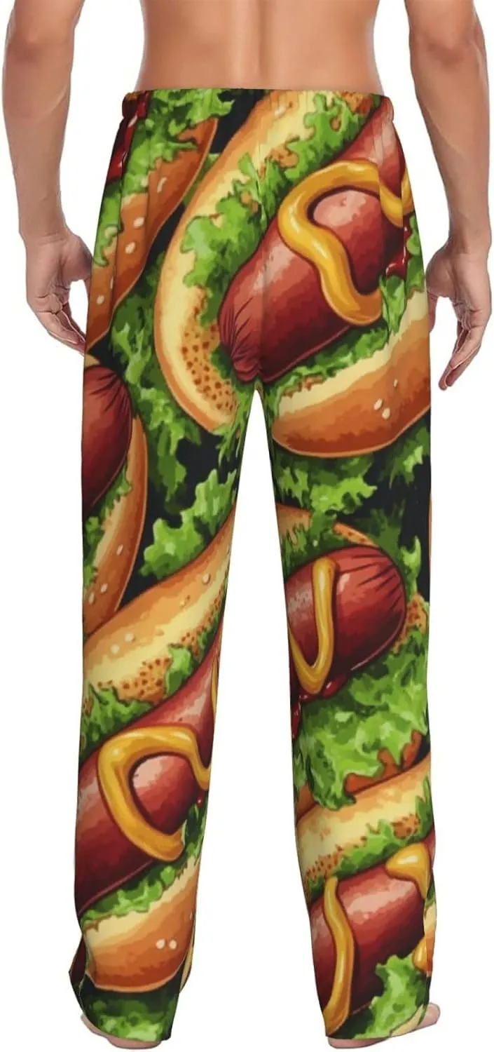 Hot Dog Food Print Pajama Pants For Men, Men'S Separate Bottoms, Lounge Pants