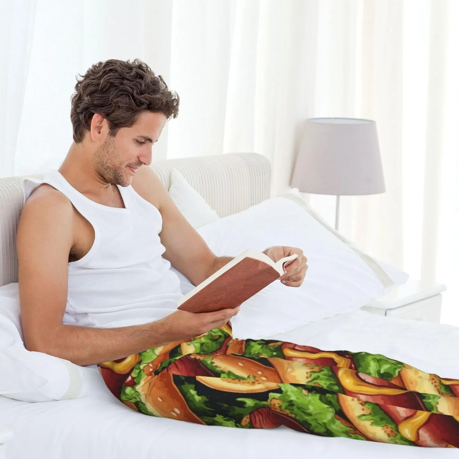 Hot Dog Food Print Pajama Pants For Men, Men'S Separate Bottoms, Lounge Pants