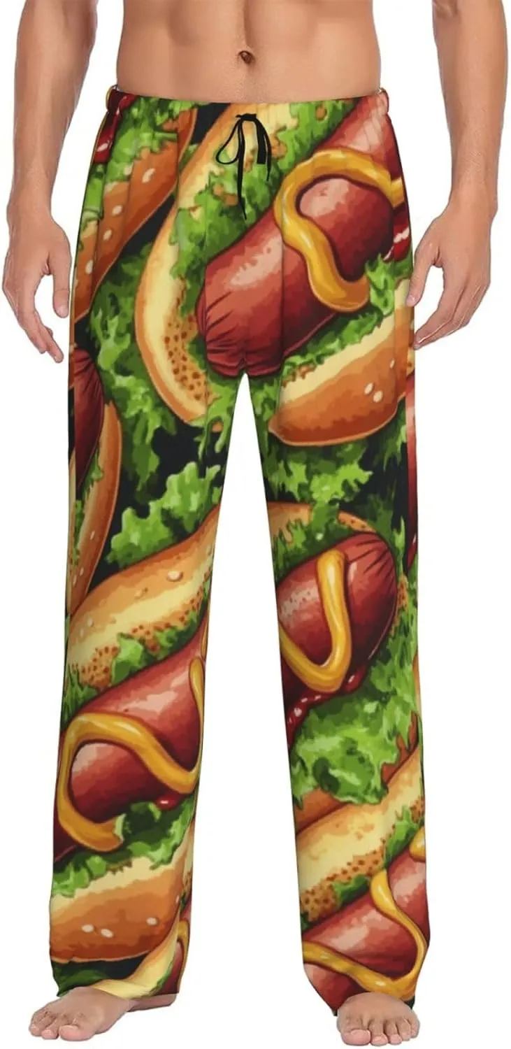 Hot Dog Food Print Pajama Pants For Men, Men'S Separate Bottoms, Lounge Pants