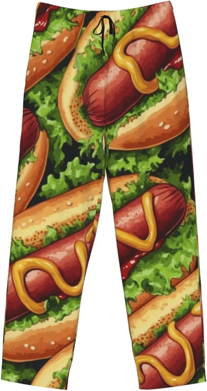 Hot Dog Food Print Pajama Pants For Men, Men'S Separate Bottoms, Lounge Pants