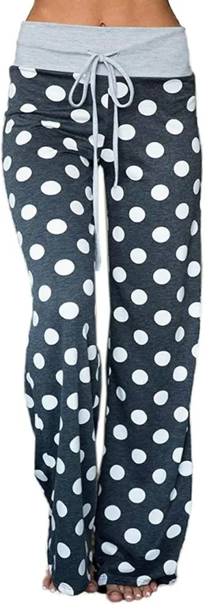 iniber Women's Comfy Pajama Pants Casual Lounge Pant Wide Leg Palazzo Stretch Drawstring Bottoms