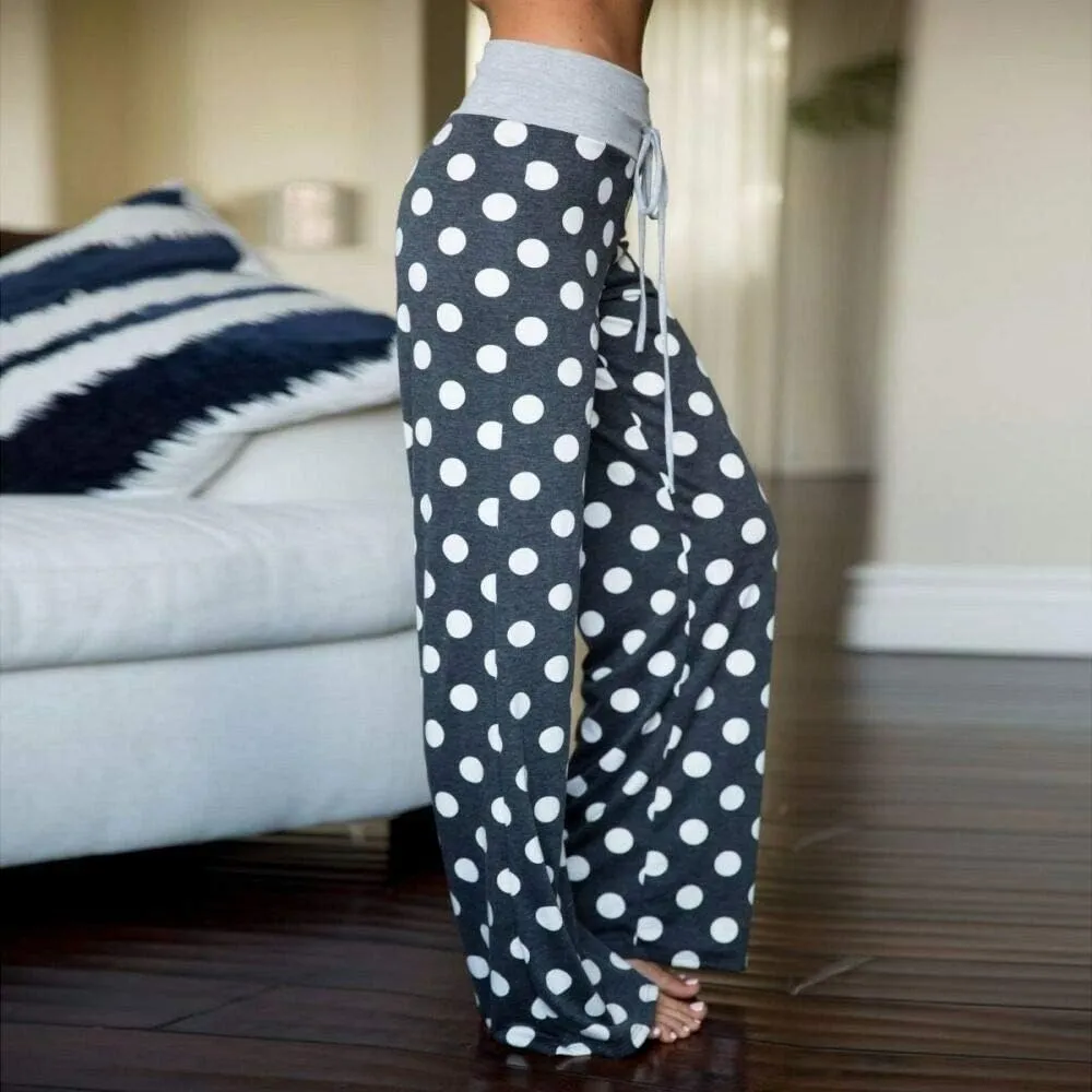 iniber Women's Comfy Pajama Pants Casual Lounge Pant Wide Leg Palazzo Stretch Drawstring Bottoms