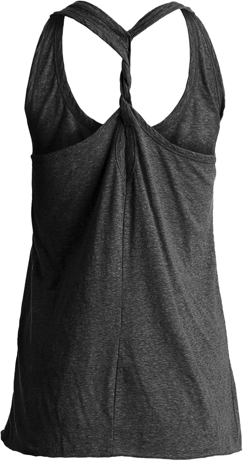 IRISGOD Womens Workout Tank Tops Summer Graphic Twisted Back Sleeveless Tops Athletic Gym Shirts