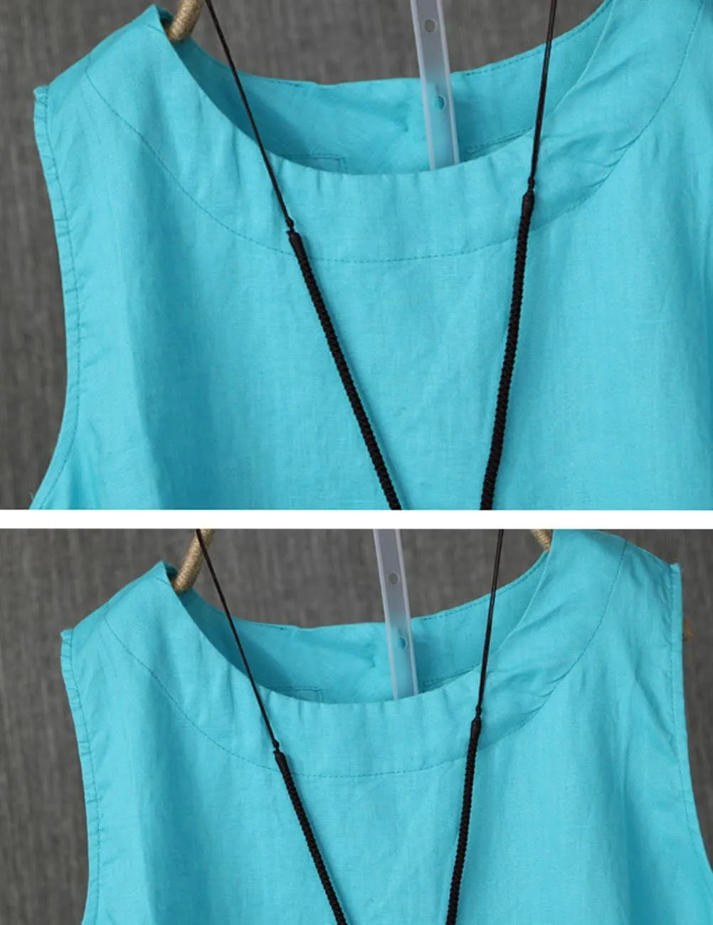 IXIMO Women's 100% Linen Sleeveless Tank Tops Summer Shirts Casual Blouses