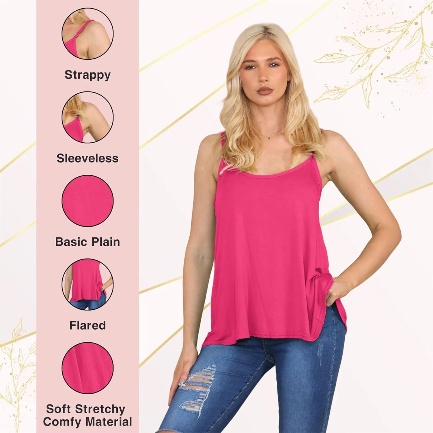Janisramone Vest for Women | New Plain Stretchy Sleeveless Camisole Summer Tank Tops Women | Ideal Womens Summer Tops