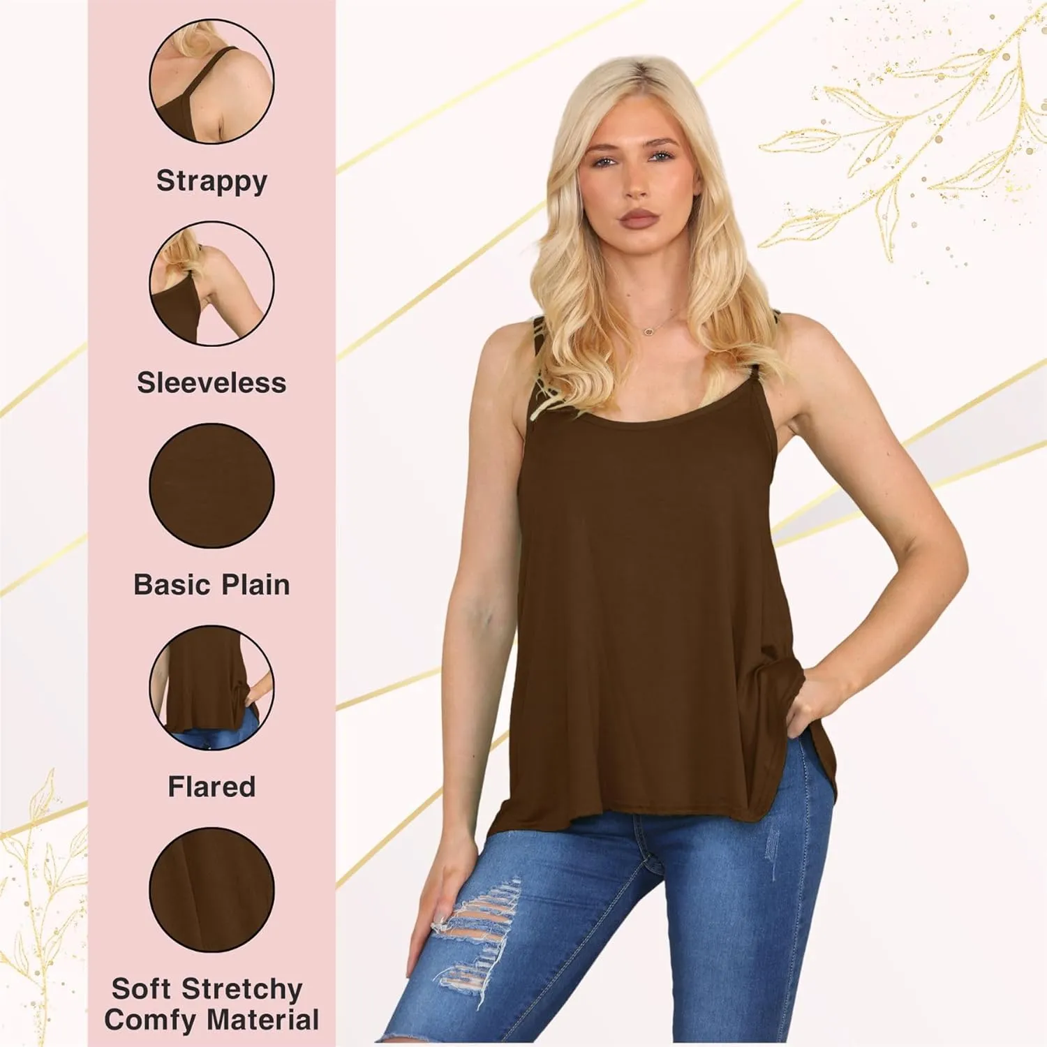 Janisramone Vest for Women | New Plain Stretchy Sleeveless Camisole Summer Tank Tops Women | Ideal Womens Summer Tops