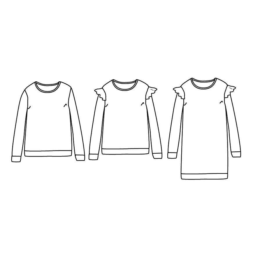 JASMIN Duo Sweatshirt   Dress - Girl   Mum - PDF Sewing Pattern