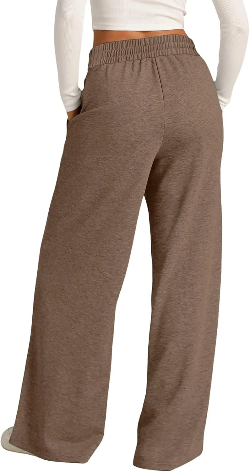 JiXiang Spring Pants for Women 2025 Casual Sweatpants Women Baggy Wide Leg Drawstring Straight Leg High Waist Joggers Trouser