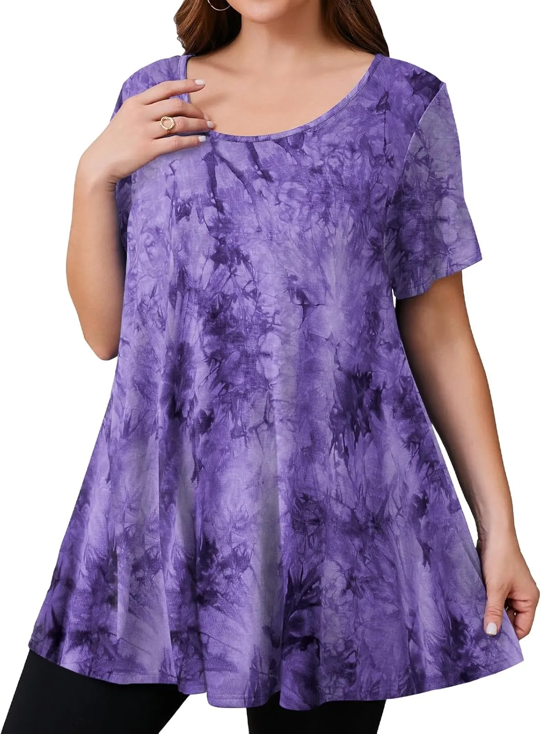 JollieLovin Women's Plus Size Tops Summer Tunic Short Sleeve Loose Fit T-Shirt to Wear with Leggings
