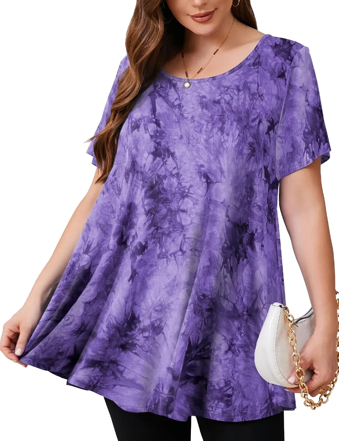 JollieLovin Women's Plus Size Tops Summer Tunic Short Sleeve Loose Fit T-Shirt to Wear with Leggings