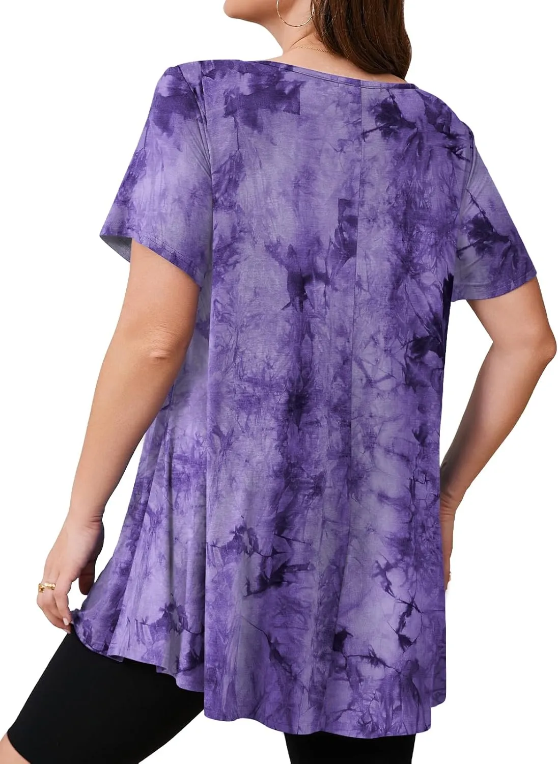 JollieLovin Women's Plus Size Tops Summer Tunic Short Sleeve Loose Fit T-Shirt to Wear with Leggings