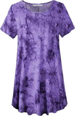 JollieLovin Women's Plus Size Tops Summer Tunic Short Sleeve Loose Fit T-Shirt to Wear with Leggings