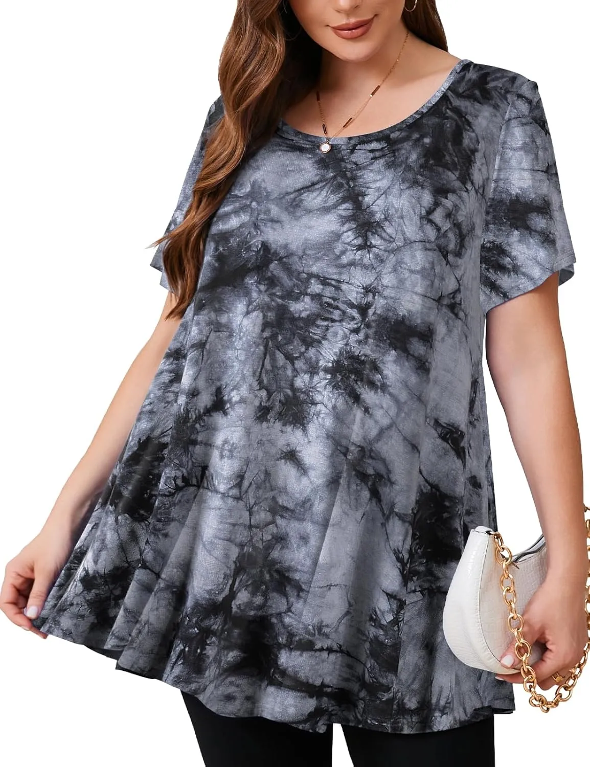 JollieLovin Women's Plus Size Tops Summer Tunic Short Sleeve Loose Fit T-Shirt to Wear with Leggings