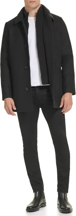 Kenneth Cole Men's Double Breasted Bib Peacoat