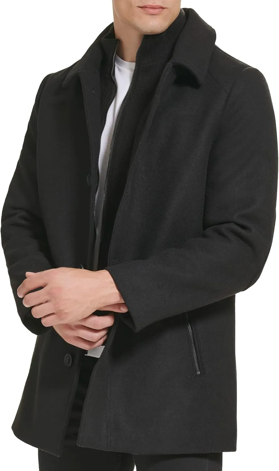 Kenneth Cole Men's Double Breasted Bib Peacoat