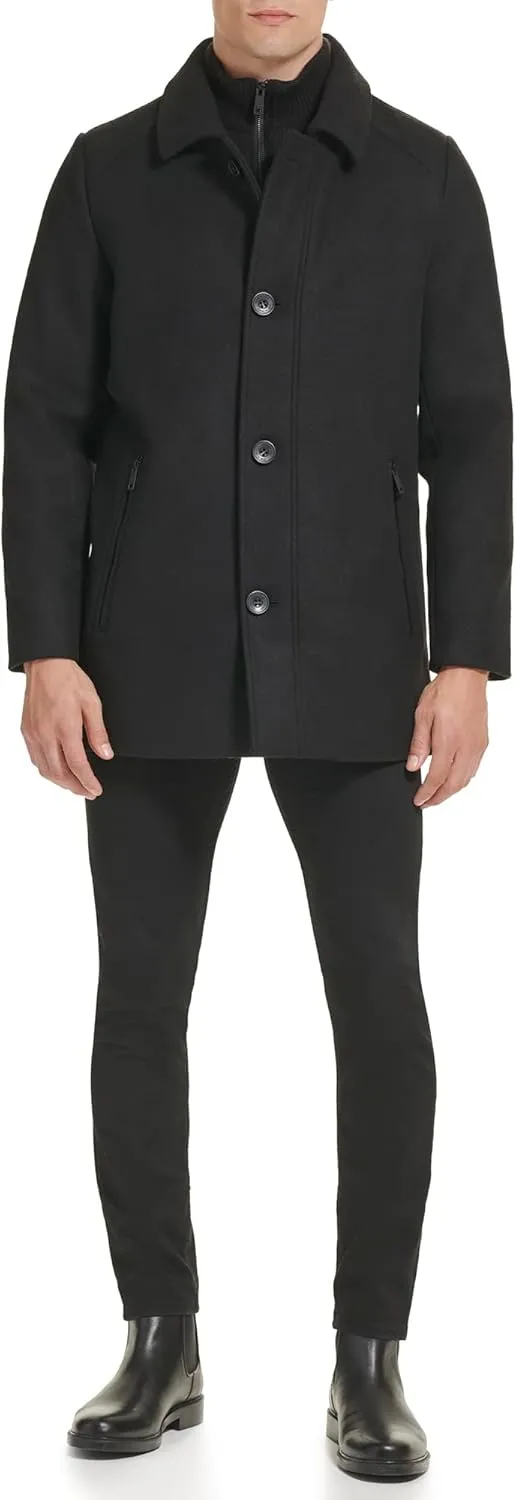 Kenneth Cole Men's Double Breasted Bib Peacoat