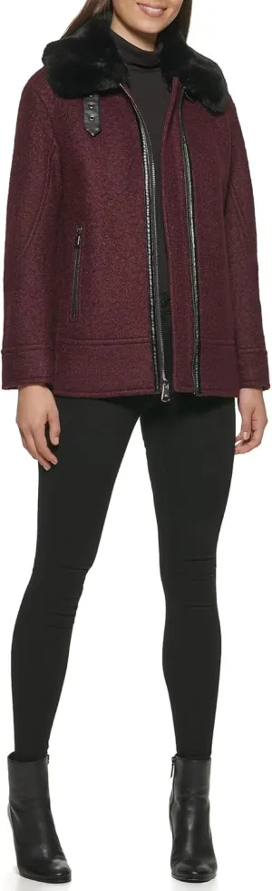 Kenneth Cole Women's Faux Fur Trim Jacket