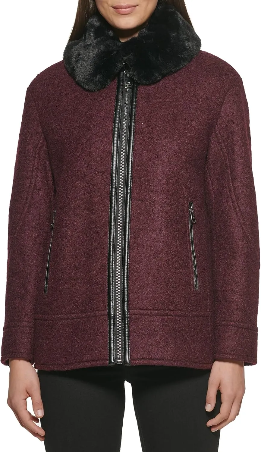 Kenneth Cole Women's Faux Fur Trim Jacket