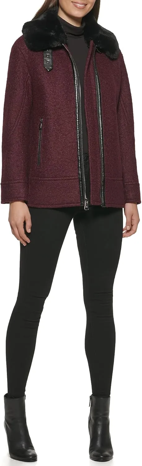 Kenneth Cole Women's Faux Fur Trim Jacket