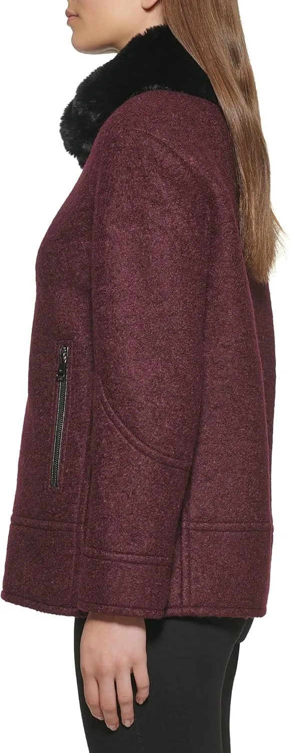 Kenneth Cole Women's Faux Fur Trim Jacket