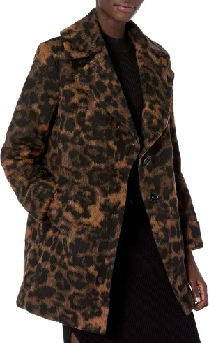 kensie Women's Outer Notch Collar 3/4 Wool Coat