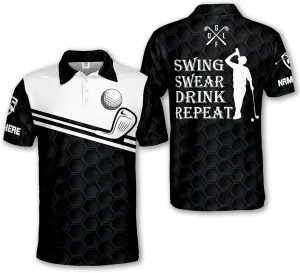 LASFOUR Funny Golf Polo Shirts for Men, Crazy Short Sleeve, Lightweight Golf Polo Shirts for Dad, Grandpa.