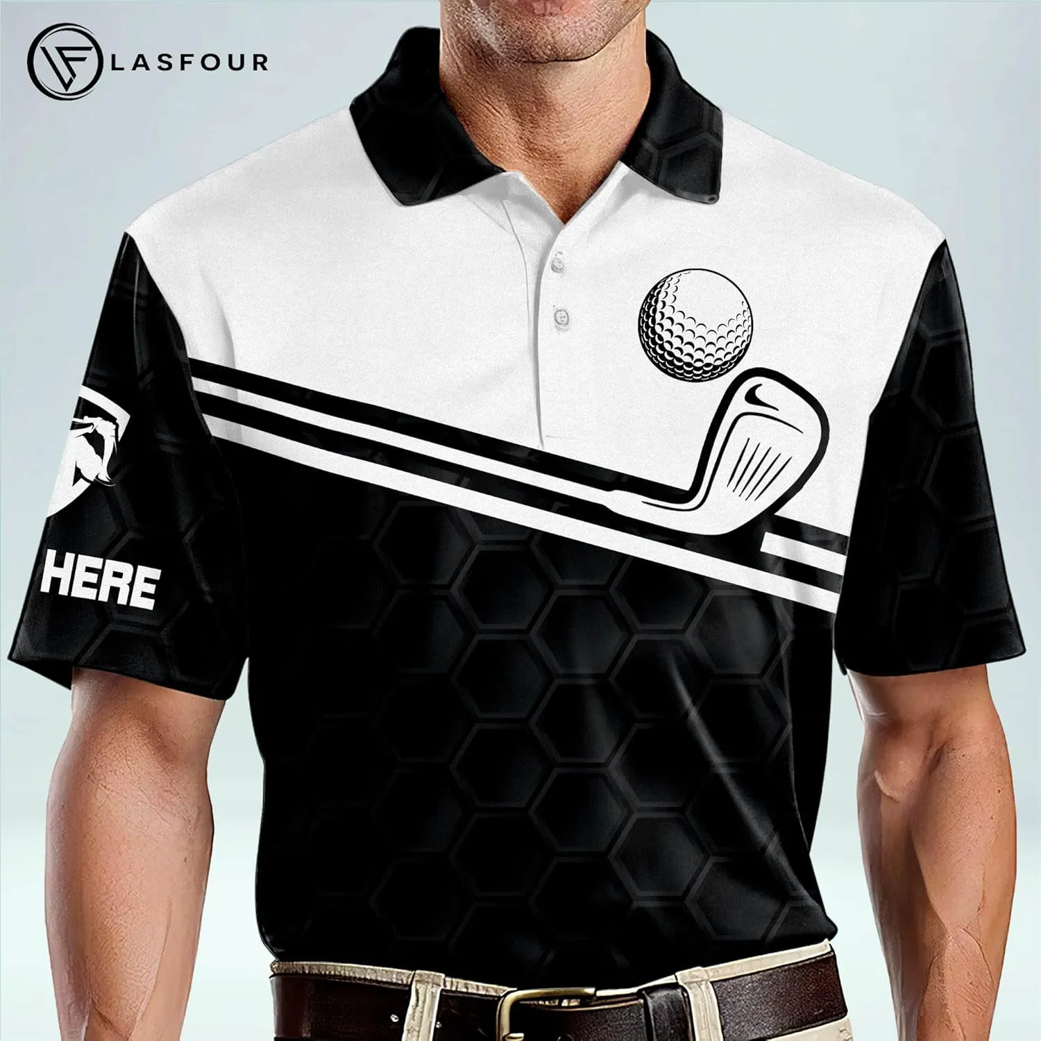 LASFOUR Funny Golf Polo Shirts for Men, Crazy Short Sleeve, Lightweight Golf Polo Shirts for Dad, Grandpa.