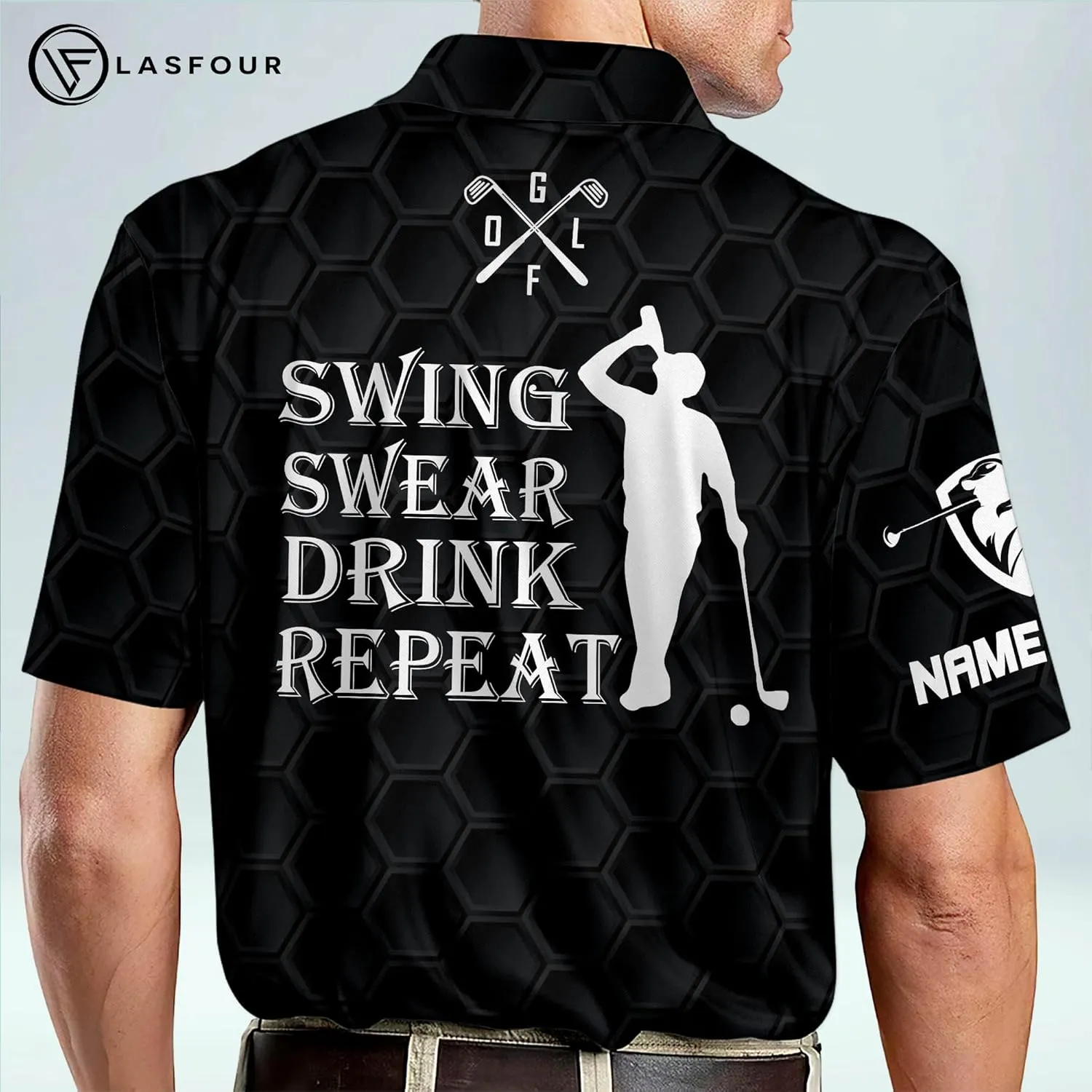 LASFOUR Funny Golf Polo Shirts for Men, Crazy Short Sleeve, Lightweight Golf Polo Shirts for Dad, Grandpa.