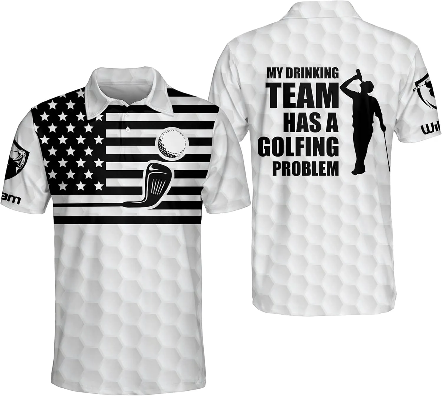 LASFOUR Funny Golf Polo Shirts for Men, Crazy Short Sleeve, Lightweight Golf Polo Shirts for Dad, Grandpa.