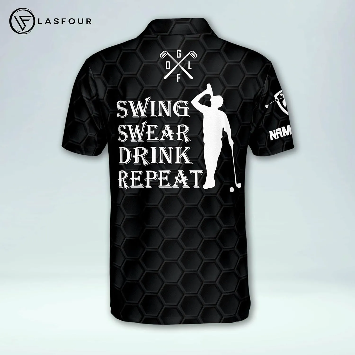 LASFOUR Funny Golf Polo Shirts for Men, Crazy Short Sleeve, Lightweight Golf Polo Shirts for Dad, Grandpa.