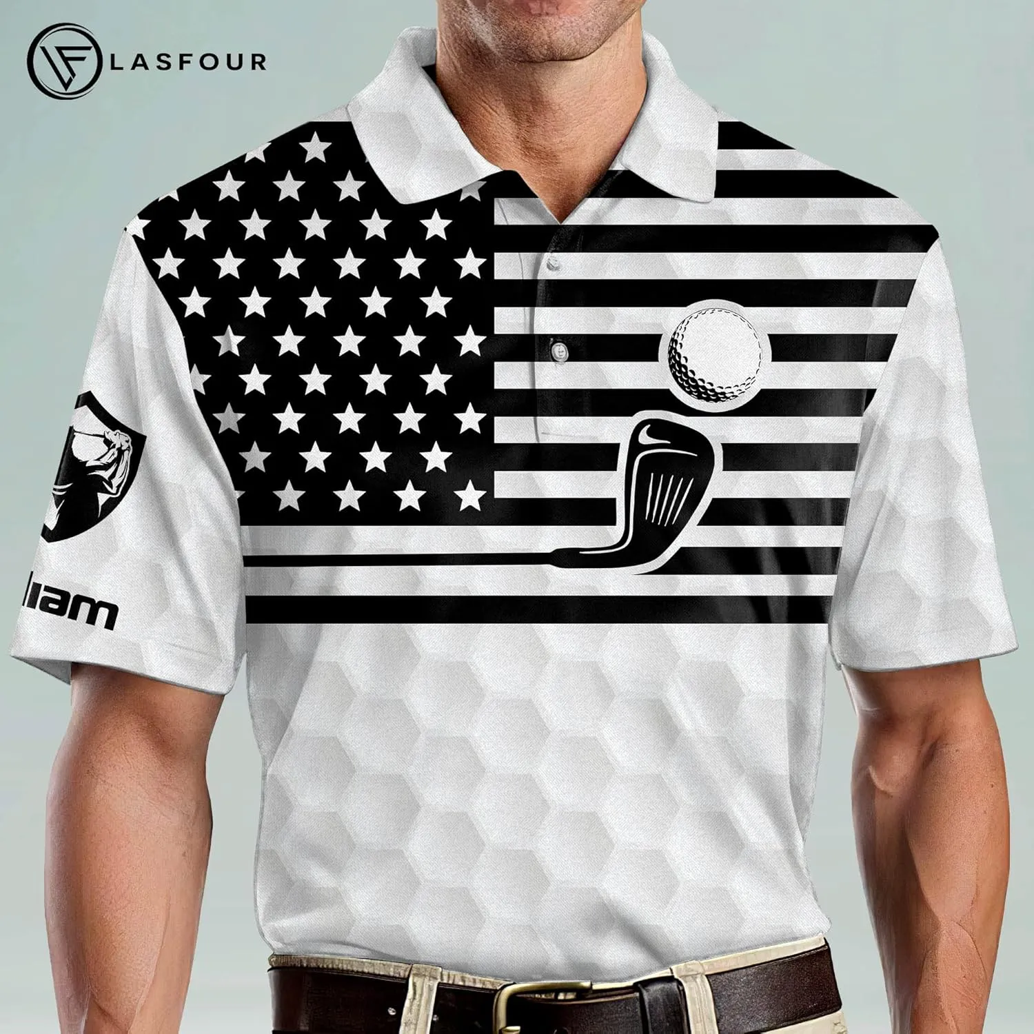 LASFOUR Funny Golf Polo Shirts for Men, Crazy Short Sleeve, Lightweight Golf Polo Shirts for Dad, Grandpa.
