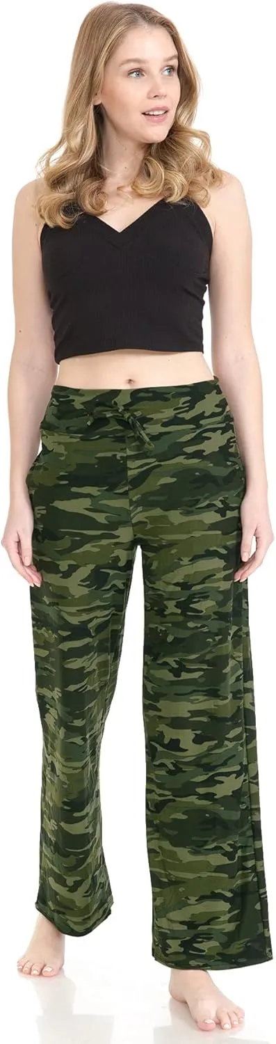 Leggings Depot Women's Fashion Pajama Pants with Pockets Comfy Drawstring Sleep Lounge Bottoms