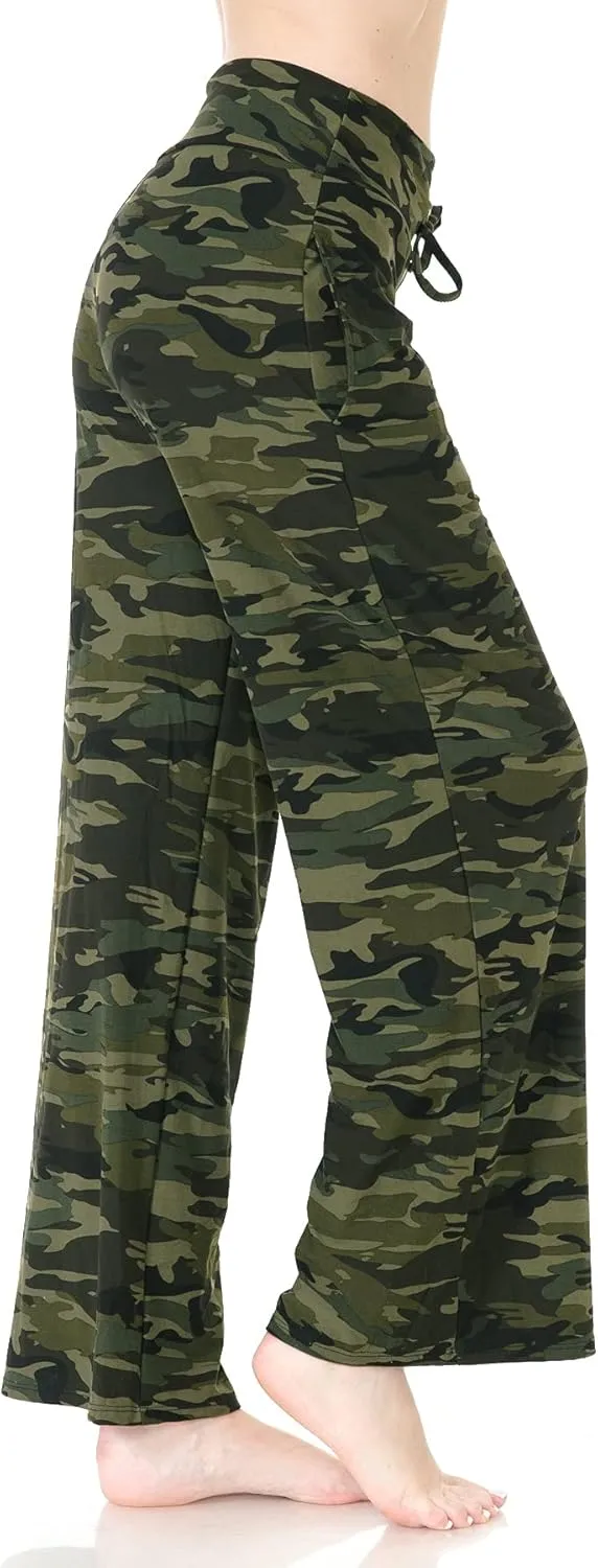 Leggings Depot Women's Fashion Pajama Pants with Pockets Comfy Drawstring Sleep Lounge Bottoms
