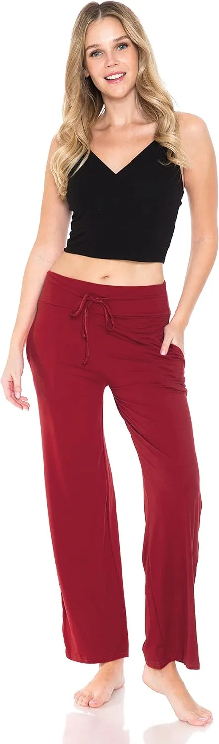 Leggings Depot Women's Fashion Pajama Pants with Pockets Comfy Drawstring Sleep Lounge Bottoms
