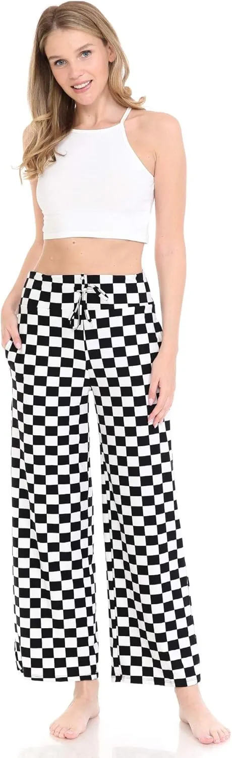 Leggings Depot Women's Fashion Pajama Pants with Pockets Comfy Drawstring Sleep Lounge Bottoms