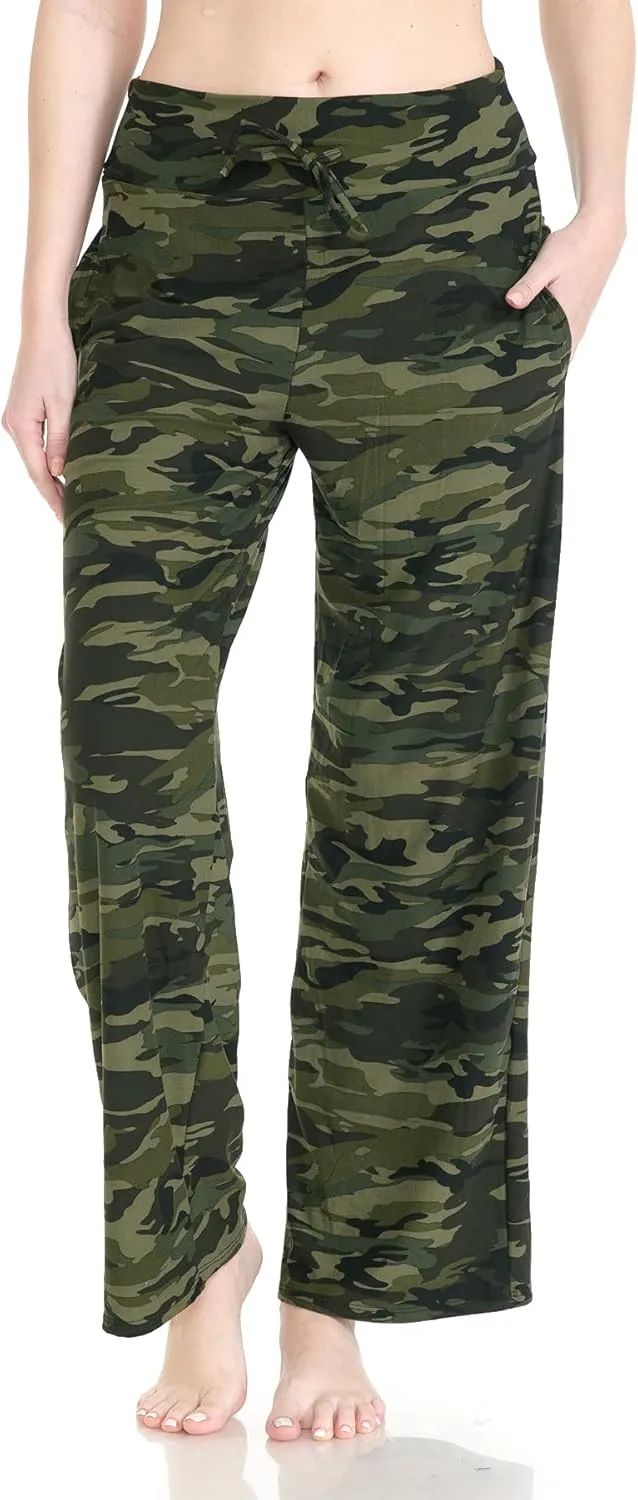 Leggings Depot Women's Fashion Pajama Pants with Pockets Comfy Drawstring Sleep Lounge Bottoms