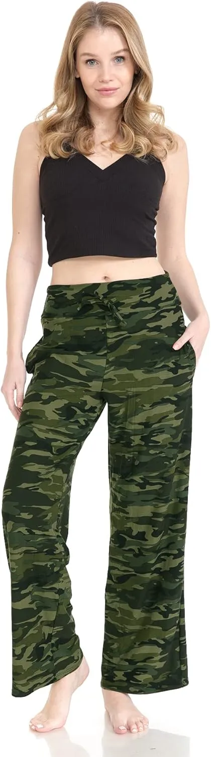 Leggings Depot Women's Fashion Pajama Pants with Pockets Comfy Drawstring Sleep Lounge Bottoms