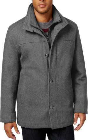 LONDON FOG Men's Wool Blend Car Coat with Bib