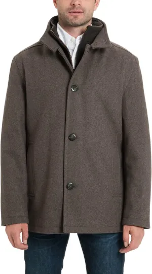 LONDON FOG Men's Wool Blend Car Coat with Bib