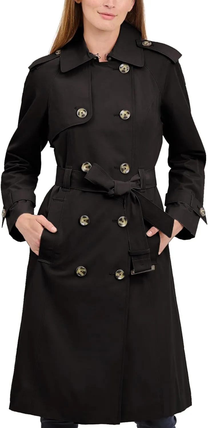 London Fog Women's 3/4 Length Double-Breasted Trench Coat with Belt