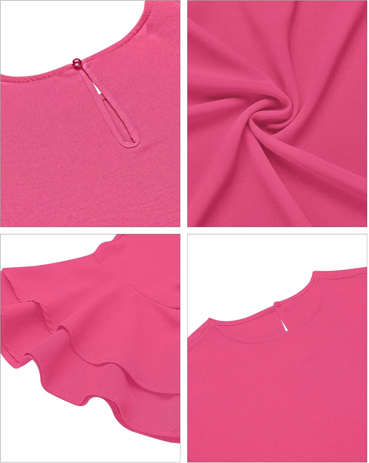 luvamia Women's Casual 3/4 Tiered Bell Sleeve Crewneck Loose Tops Blouses Shirt