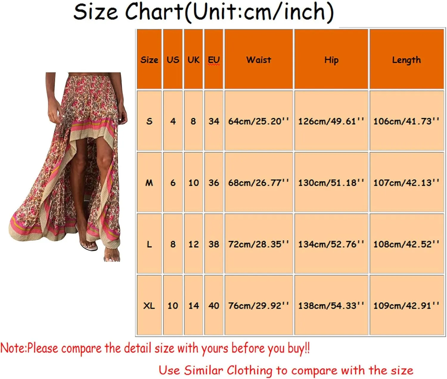 Maxi Skirt Fasjion Split Low Hem Print Floral Boho High Long Maxi Side Ruffle Skirt Swing Women Skirt Women Long