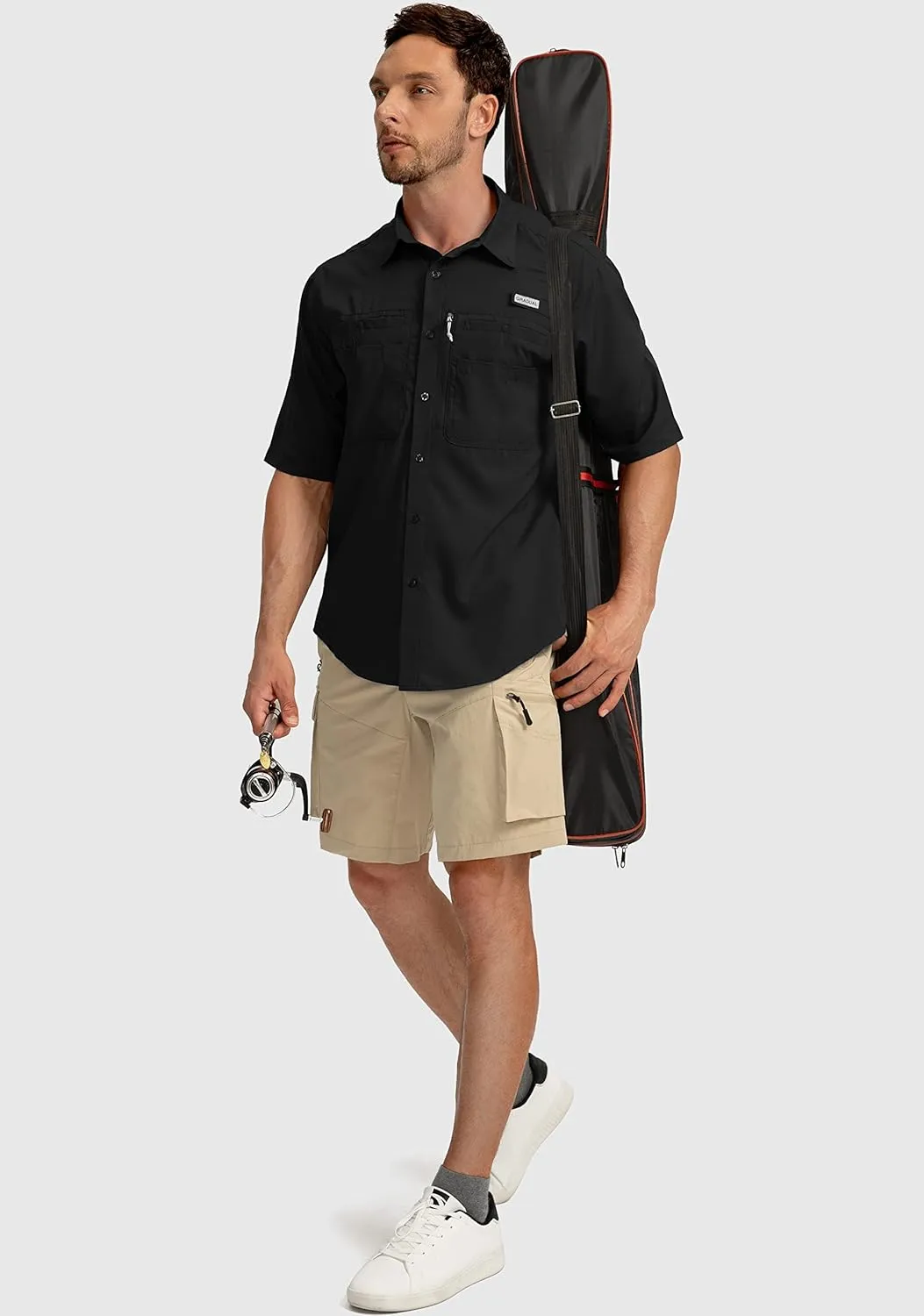 Men's Fishing Shirts with Zipper Pockets UPF 50  Lightweight Cool Short Sleeve Button Down Shirts for Men Casual Hiking