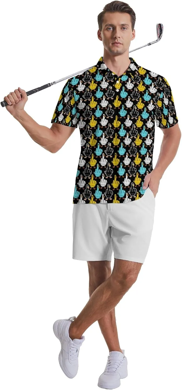 Mens Golf Shirts Shark Golf Polo Shirts for Men Short Sleeve Polo Shirts Golf Mens Polo