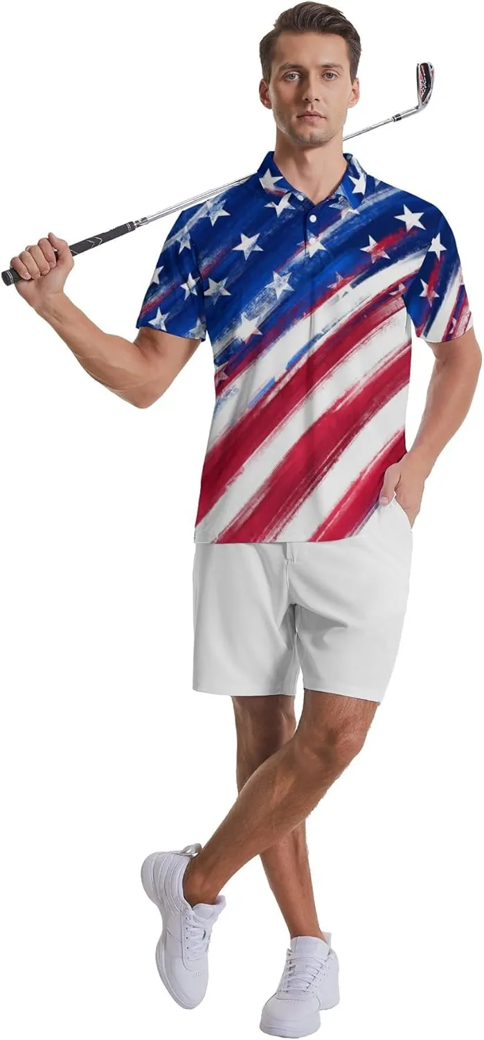 Mens Golf Shirts Shark Golf Polo Shirts for Men Short Sleeve Polo Shirts Golf Mens Polo