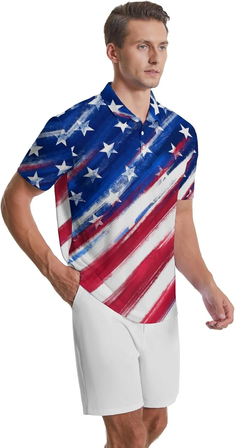 Mens Golf Shirts Shark Golf Polo Shirts for Men Short Sleeve Polo Shirts Golf Mens Polo